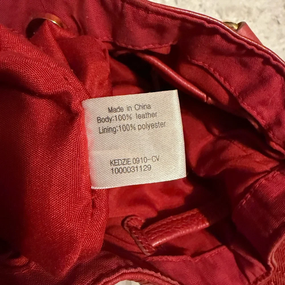 The Sak Bright Red Pebbled Leather Drawstring Shoulder/Crossbody/ Satchel bag - Picture 7 of 9